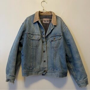 Vintage Lee Storm Rider Blanket Lined Denim‎ Jacket Corduroy Collar Fits Large
